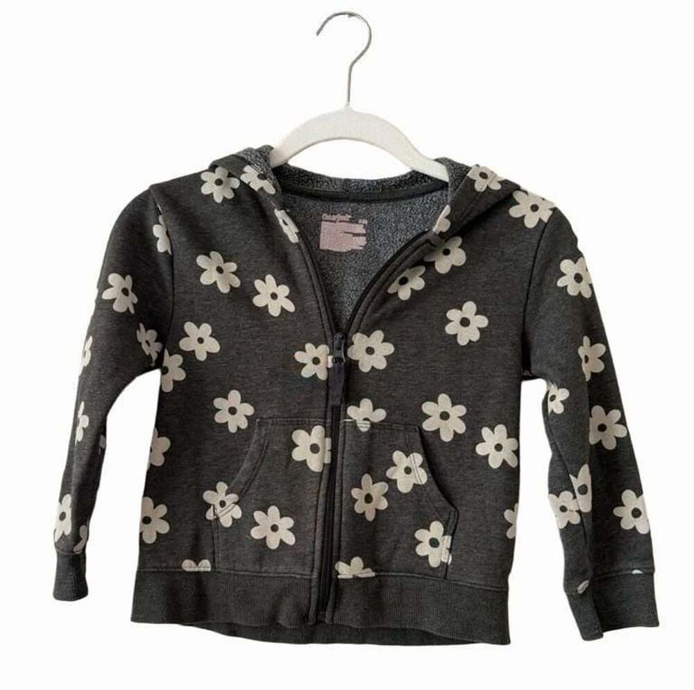 Cat & Jack Floral Zip-Up Hoodie Size M(8)Gray